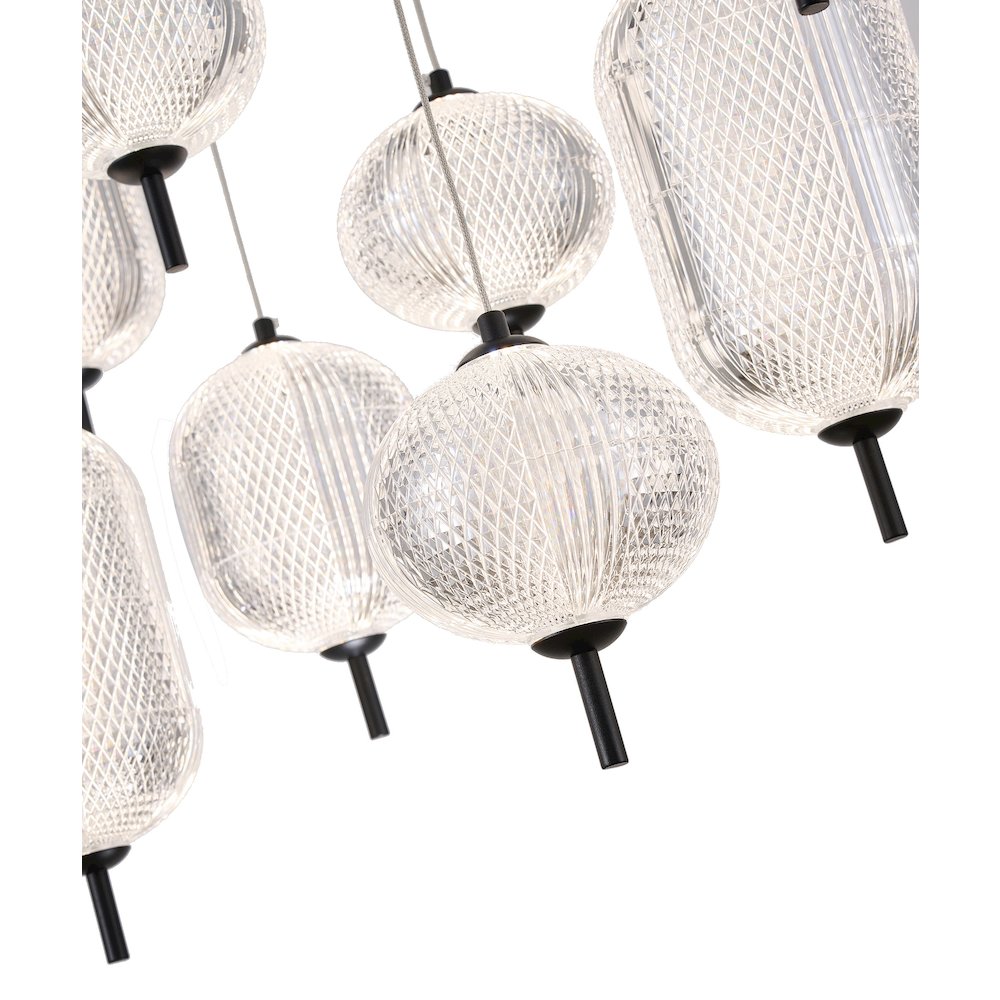 12-Light Satin Black LED Chandelier With PC Shades. Picture 12
