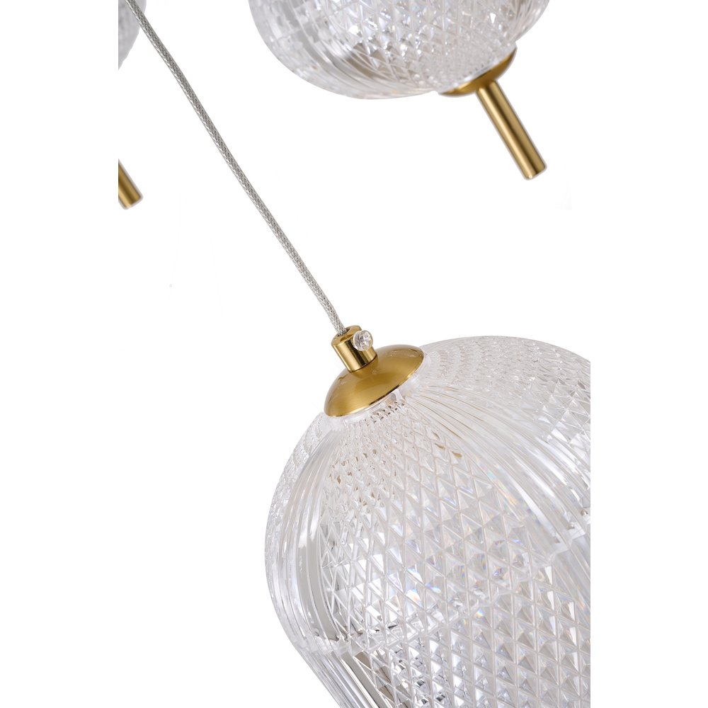 12-Light Satin Brass LED Chandelier With PC Shades. Picture 13