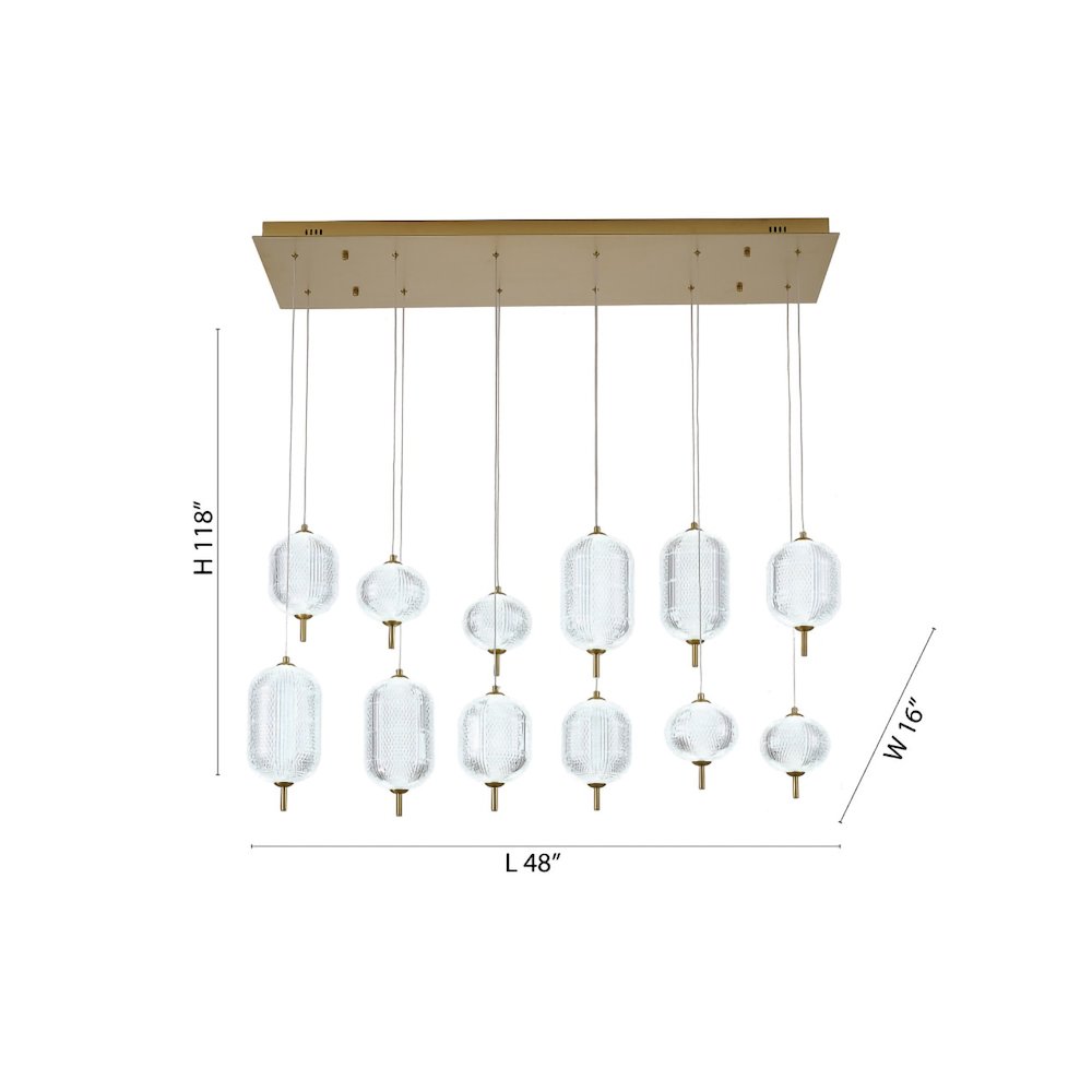 12-Light Satin Brass LED Chandelier With PC Shades. Picture 15