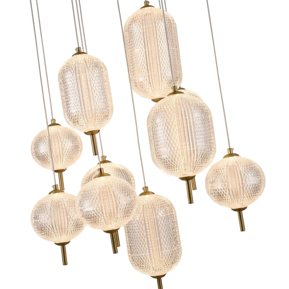 12-Light Satin Brass LED Chandelier With PC Shades. Picture 9