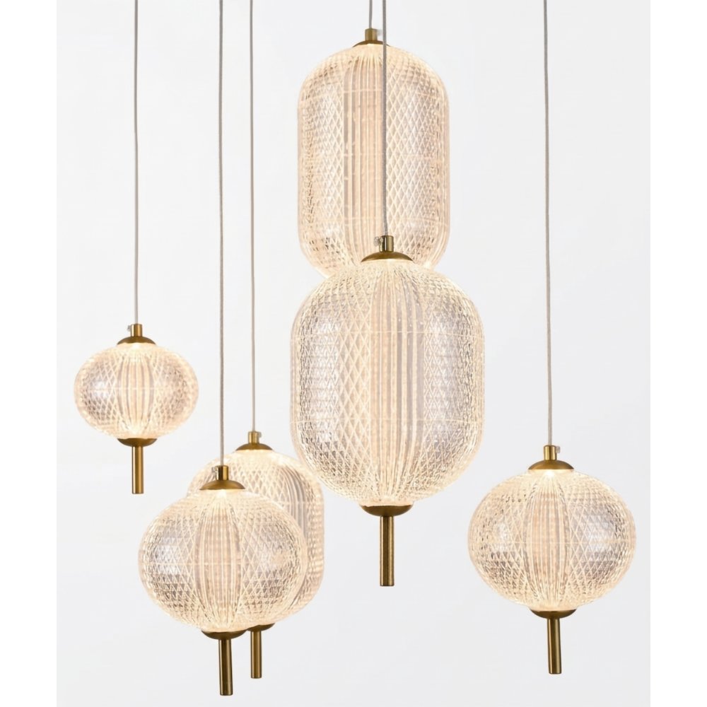 12-Light Satin Brass LED Chandelier With PC Shades. Picture 11