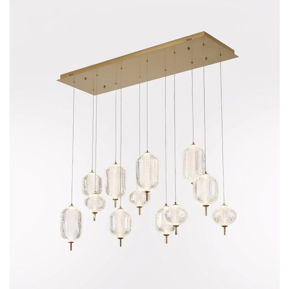 12-Light Satin Brass LED Chandelier With PC Shades. Picture 7
