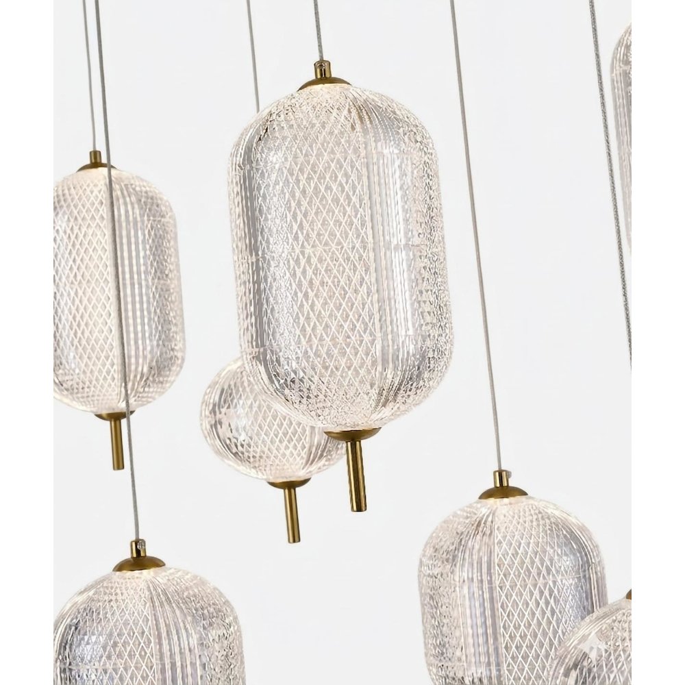 12-Light Satin Brass LED Chandelier With PC Shades. Picture 8