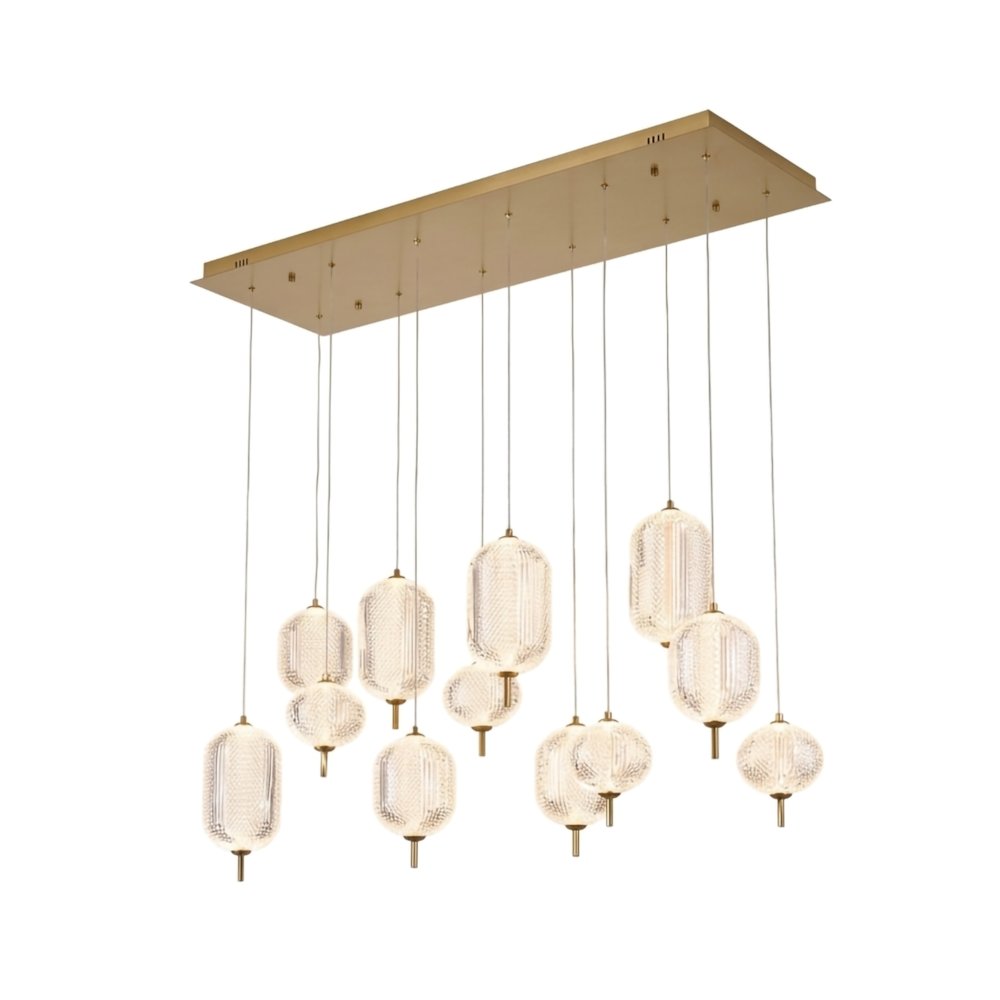 12-Light Satin Brass LED Chandelier With PC Shades. Picture 6