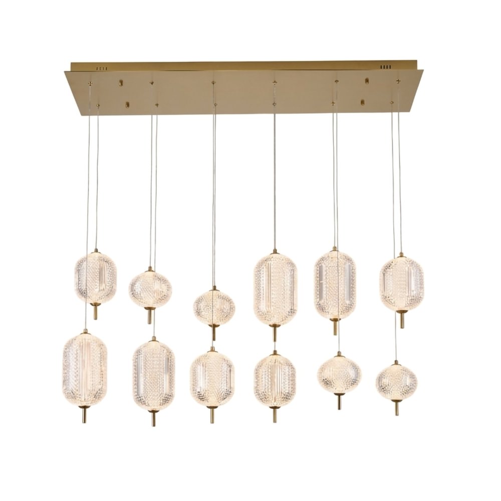 12-Light Satin Brass LED Chandelier With PC Shades. Picture 3