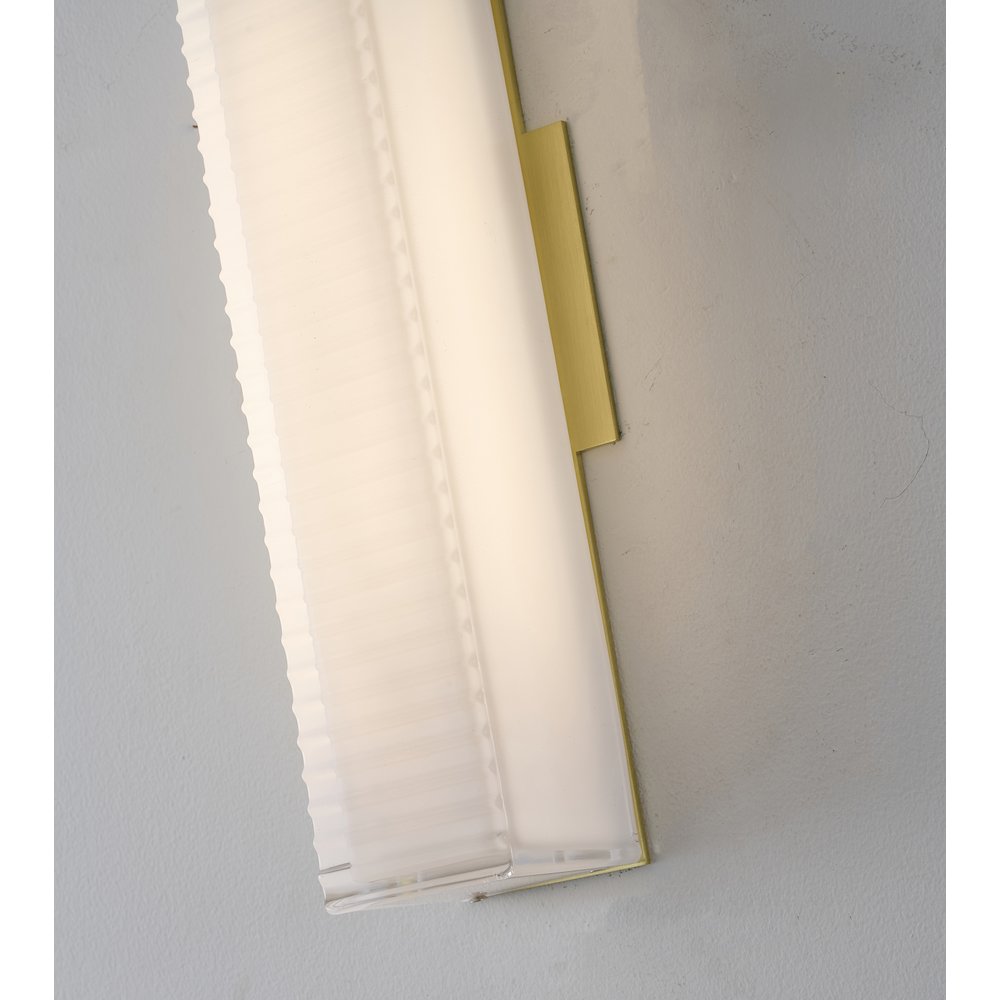 1-Light Matte Brass LED Wall Sconce With A Clear Frosted Glass Shade. Picture 5