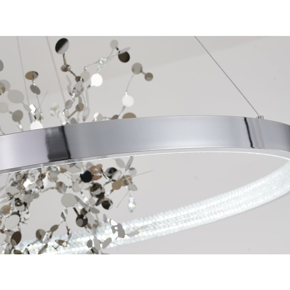 1-Light Chrome Stainless Steel LED Chandelier, Chrome Aluminum Confetti Interior. Picture 4