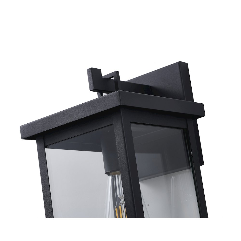 1-Light Matte Black Outdoor Wall Sconce With A Clear Glass Shade. Picture 4