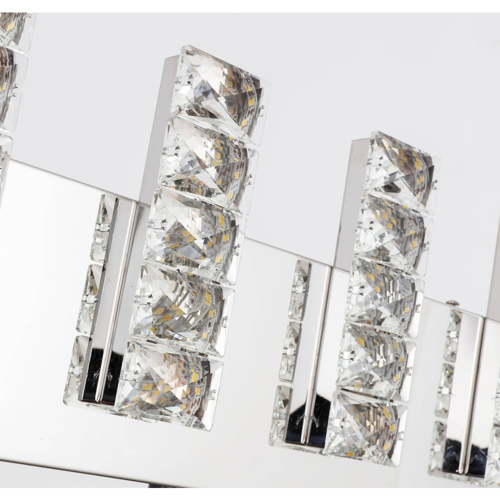 5-Light Chrome LED Wall Sconce With Clear Crystals. Picture 4