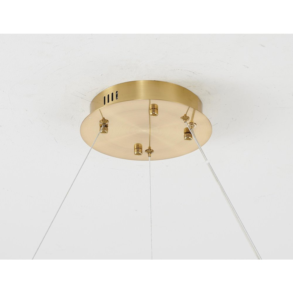 1-Light Gold Steel LED Chandelier With Crystals. Picture 4