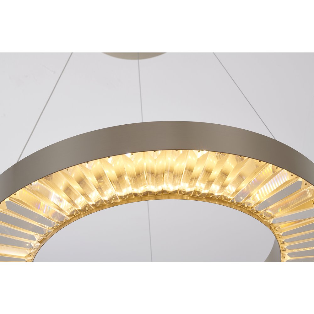 1-Light Gold Stainless Steel LED Chandelier With Clear Crystals. Picture 4