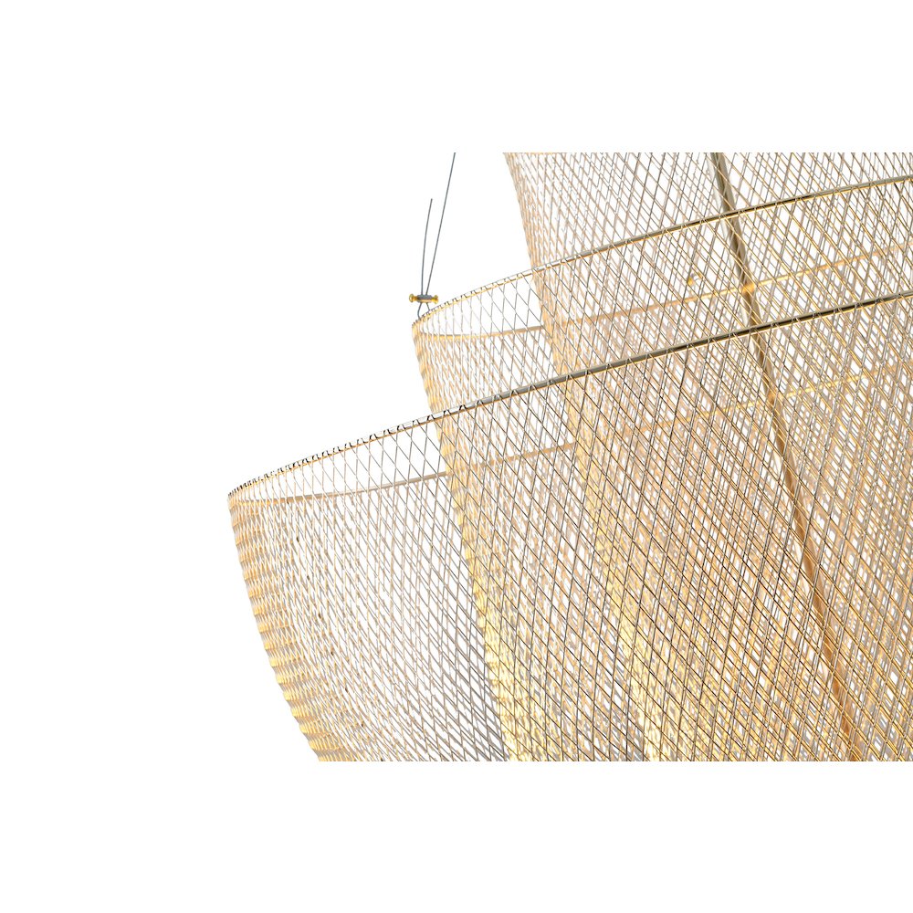 1-Light 3-Tier Gold Mesh LED Chandelier. Picture 3