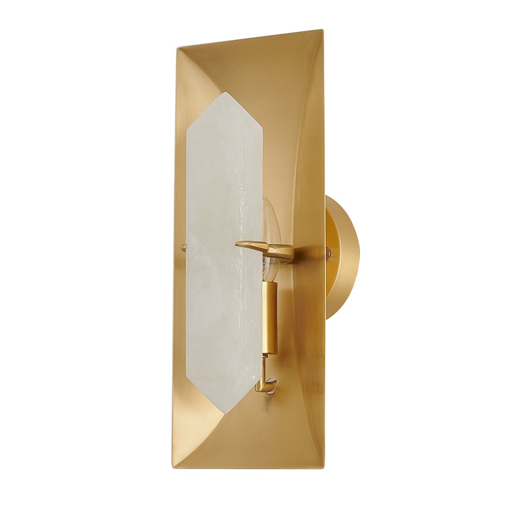 1-Light Gold Wall Sconce With A White Alabaster Stone Center. Picture 3