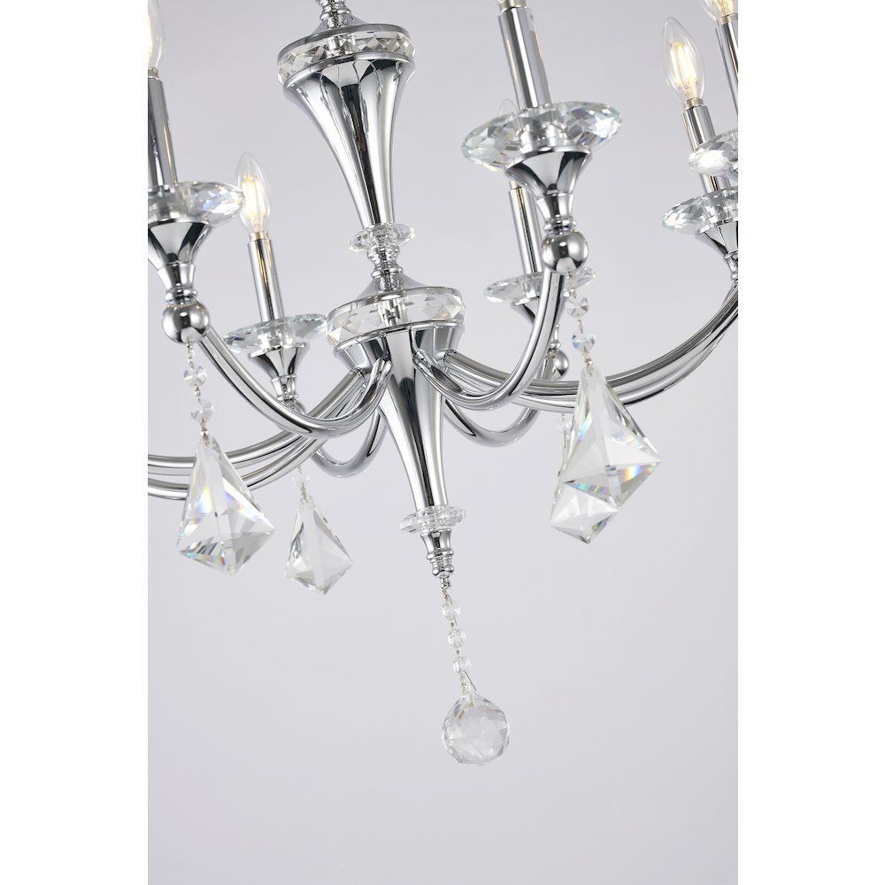 8-Light Chrome Chandelier With Clear And Champagne Crystals. Picture 3