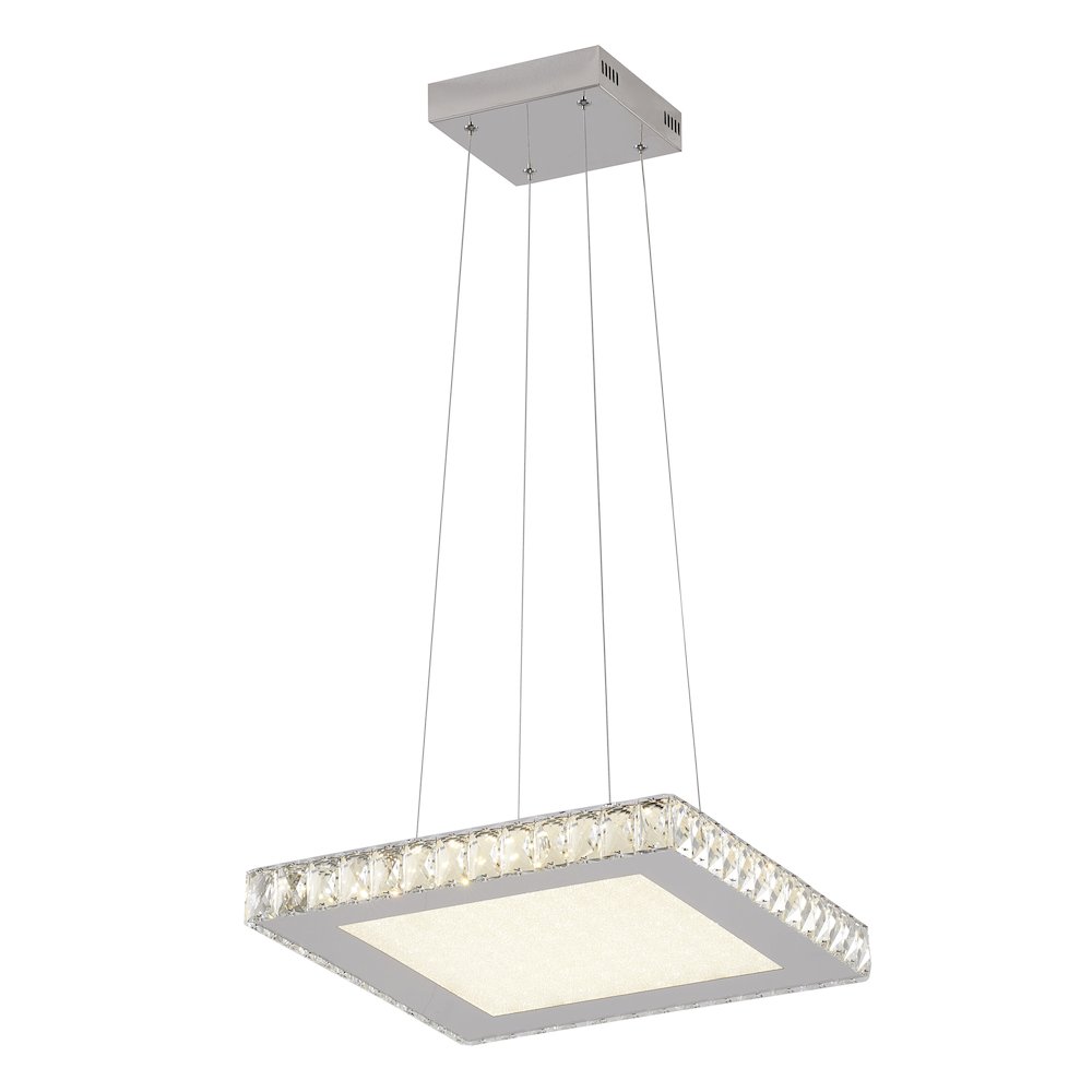 1-Light Chrome Dimmable LED Chandelier With Clear Crystals And A Diffuser. Picture 1