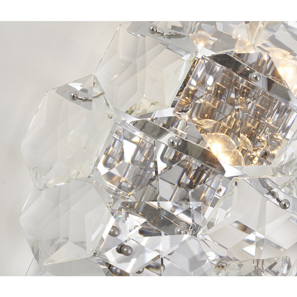 3-Light Chrome Wall Sconce With Clear Crystals. Picture 3