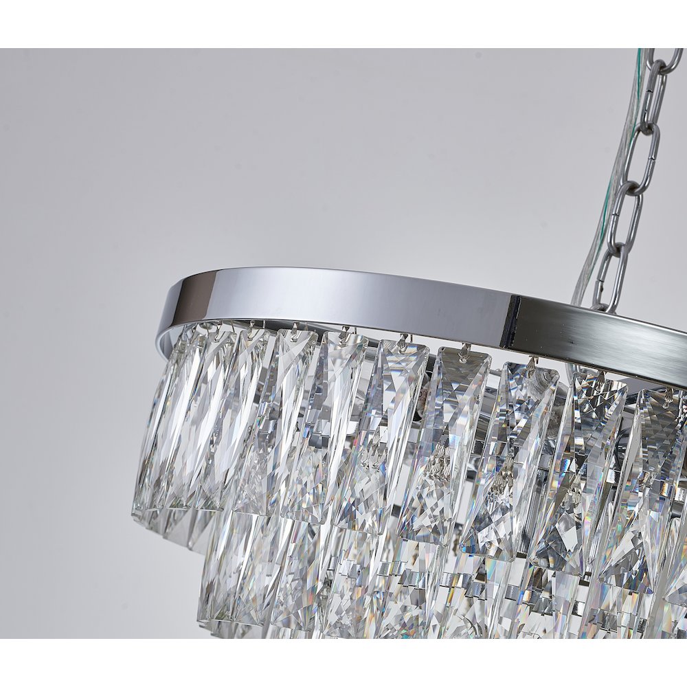 6-Light Chrome Metal Chandelier With Clear Crystal. Picture 3
