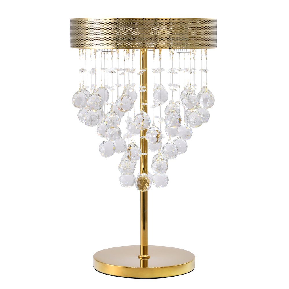 3-Light Gold Table Lamp With Clear Crystals. Picture 2