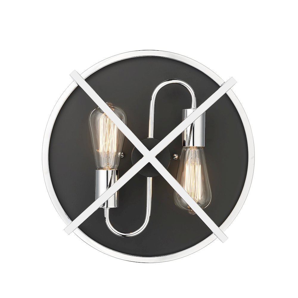 2-Light Black And Chrome Cage Flush Mount. Picture 3