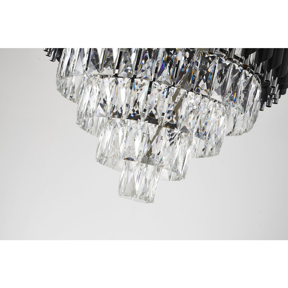 8-Light Chrome And Black Chandelier With Clear Crystals. Picture 4