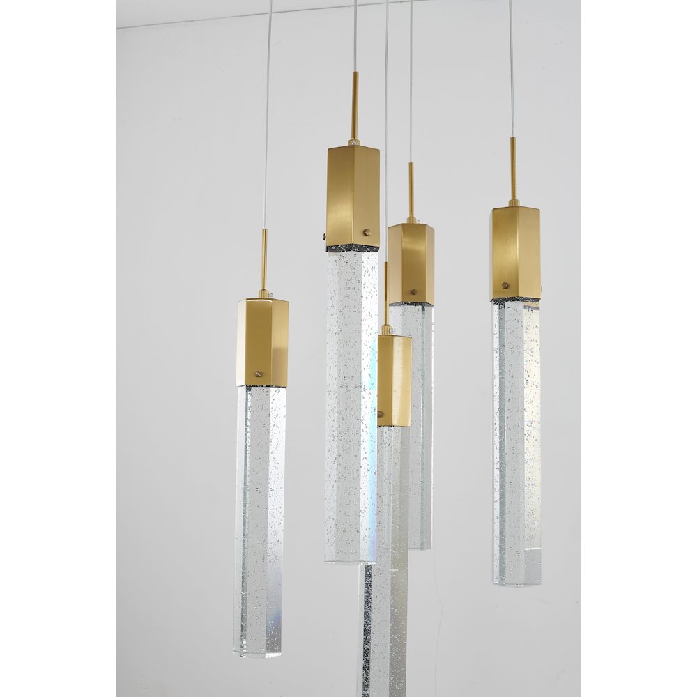 5-Light Gold Chandelier With A clear bubble Crystal. Picture 3