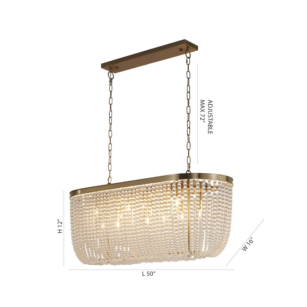 6-Light Gold Oval Chandelier With Clear Beaded hanging Crystals. Picture 5