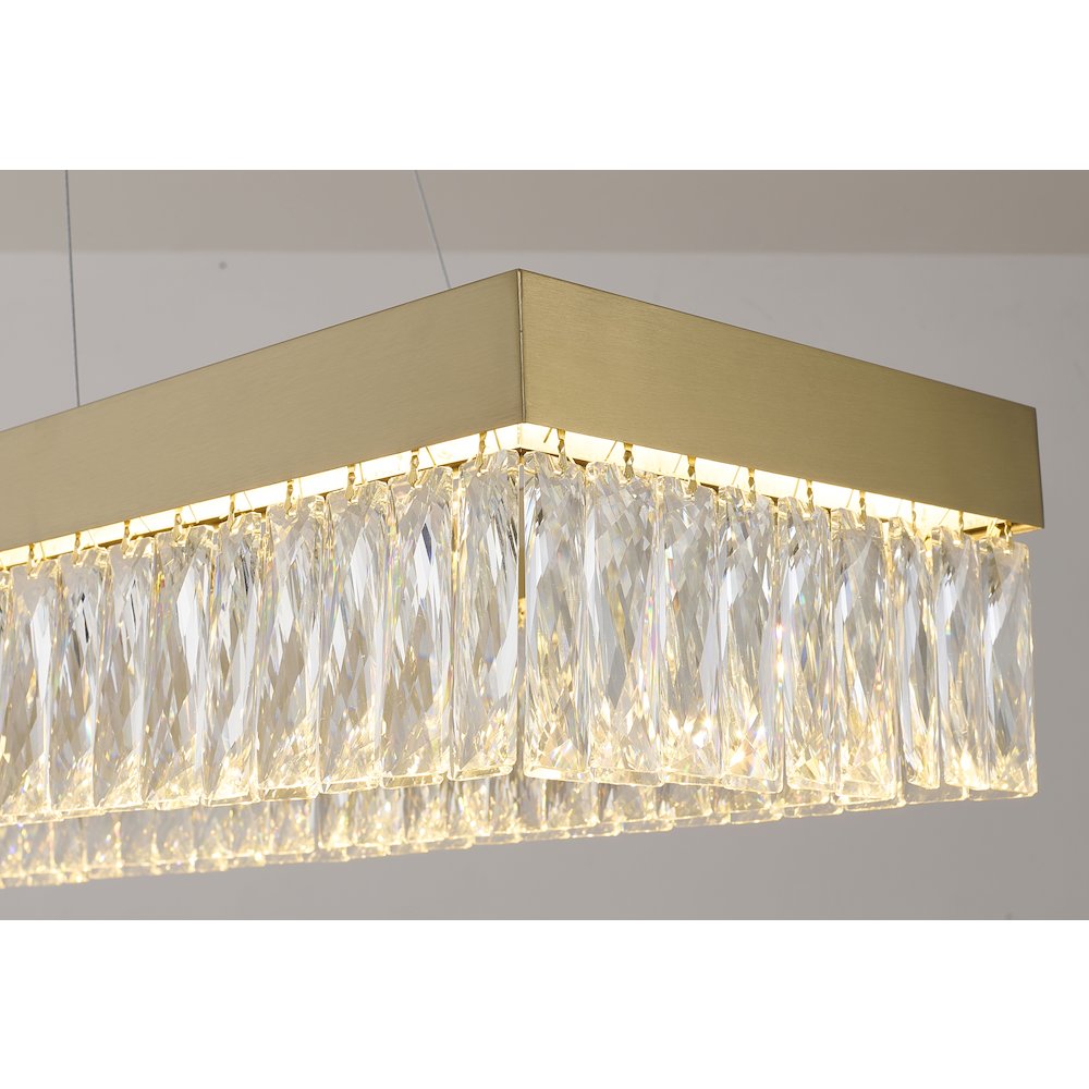 4-Light Gold LED Chandelier With Clear Crystal Accents. Picture 4