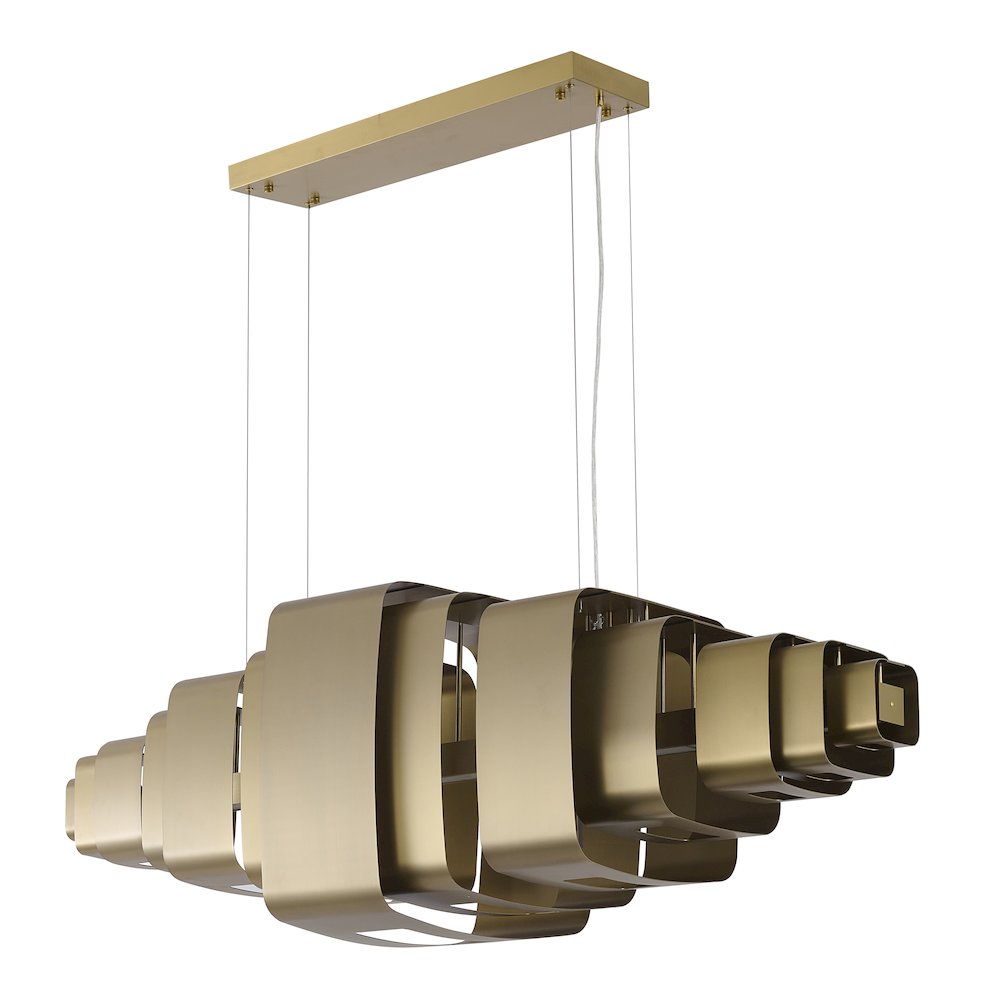 1-Light Satin Brass Stainless Steel LED Chandelier. Picture 3