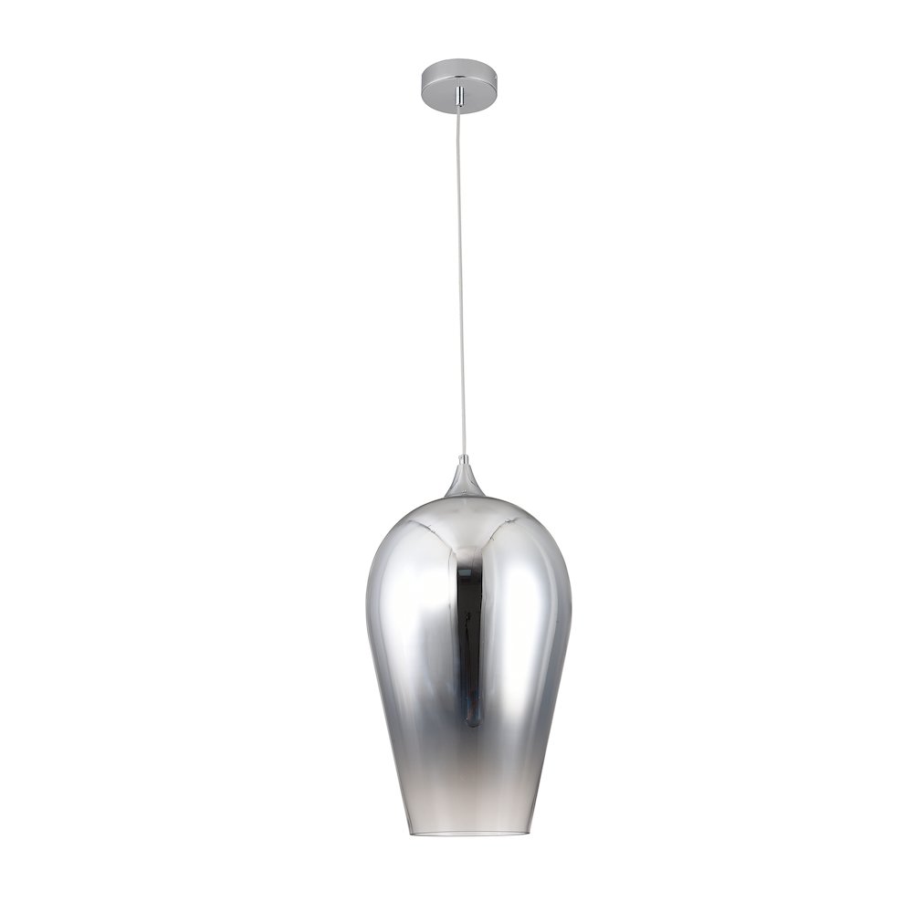 1-Light Chrome Pendant With A Reflective Chrome Faded Glass Shade. Picture 2