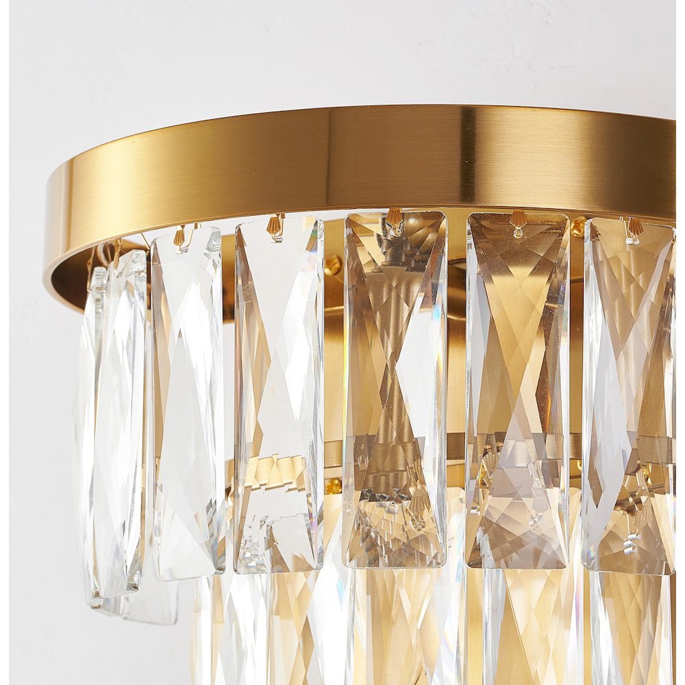 3-Light Brass Wall Sconce With Clear Hanging Crystals. Picture 5