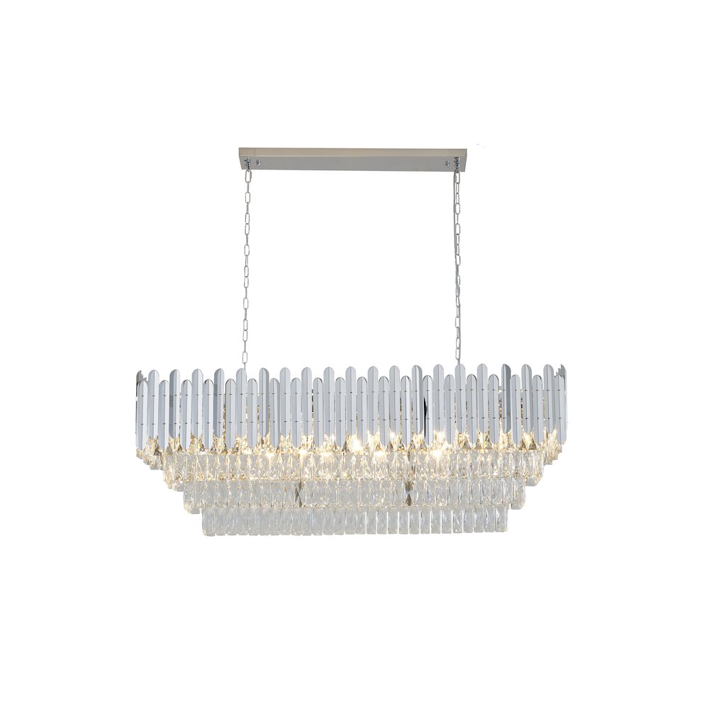 14-Light Chrome Stainless Steel Chandelier With Clear Crystal Accents. Picture 2