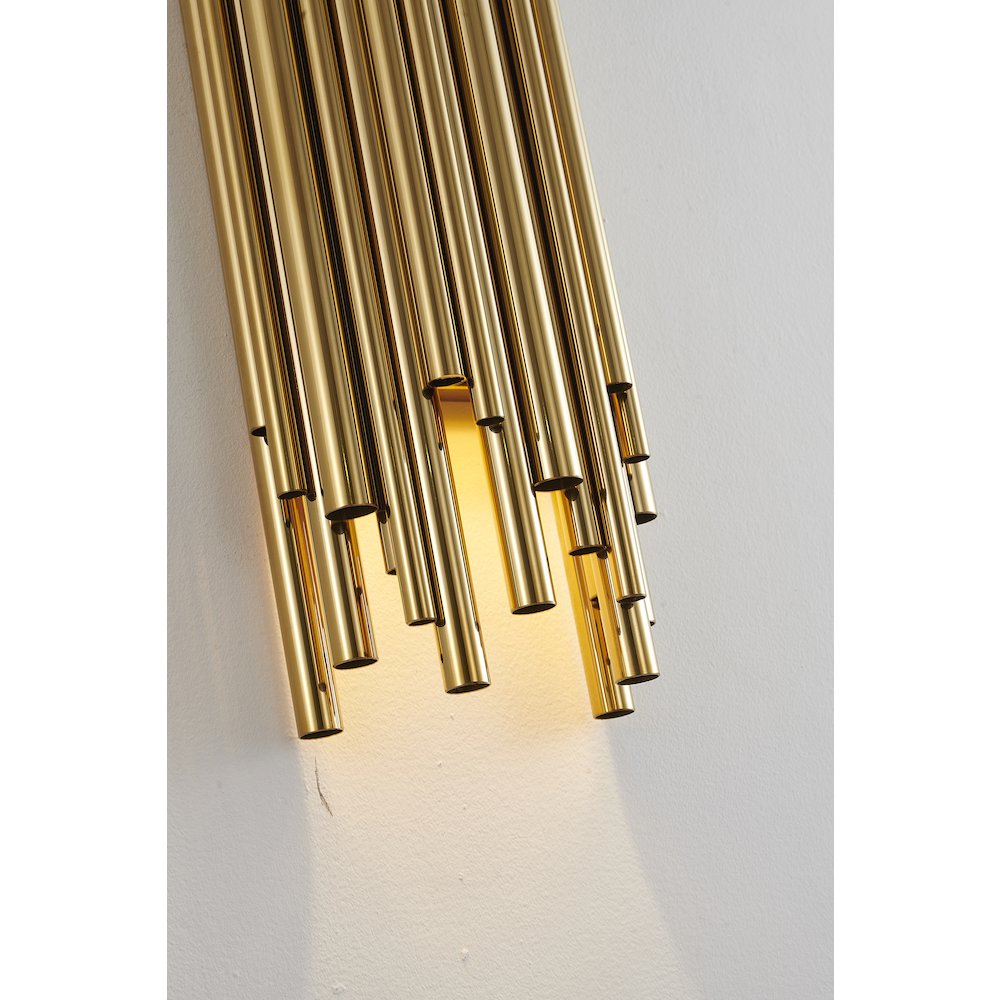 2-Light Gold Rod Stainless Steel Wall Sconce. Picture 2