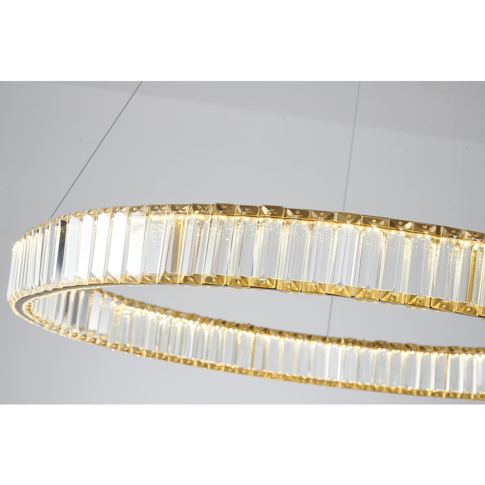 1-Light Gold Steel LED Chandelier With Crystals. Picture 7