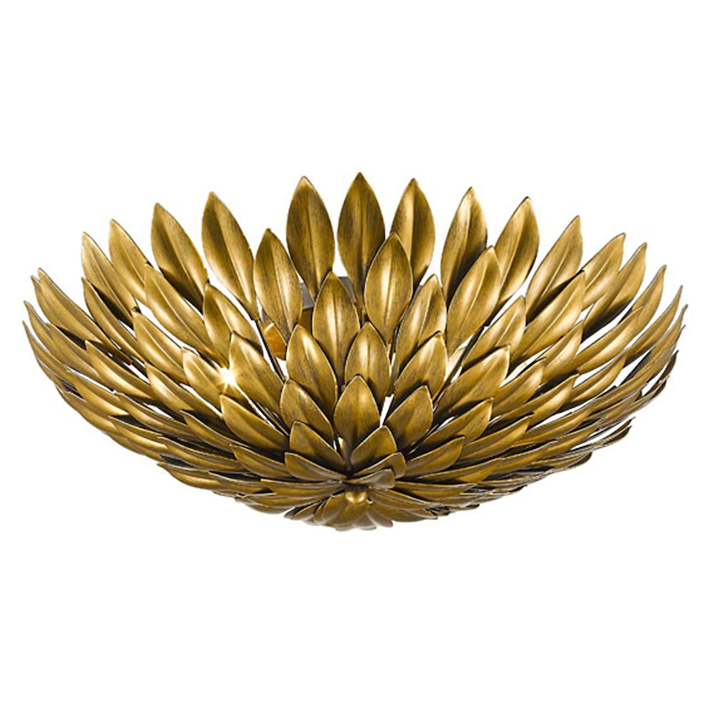 3-Light Gold Leaf Petal Flush Mount. Picture 1