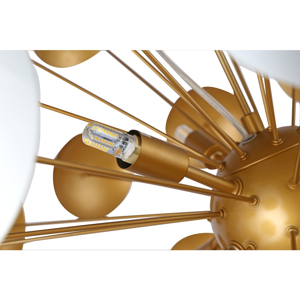 10-Light Soft White Cup Sputnik Chandelier With Brass Arm. Picture 3
