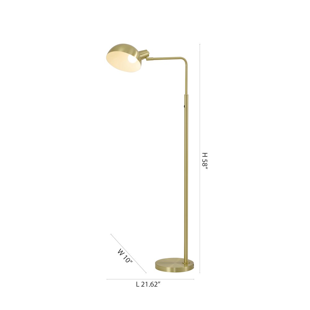 1-Light Satin Brass Metal Floor Lamp With A Metal Shade. Picture 7