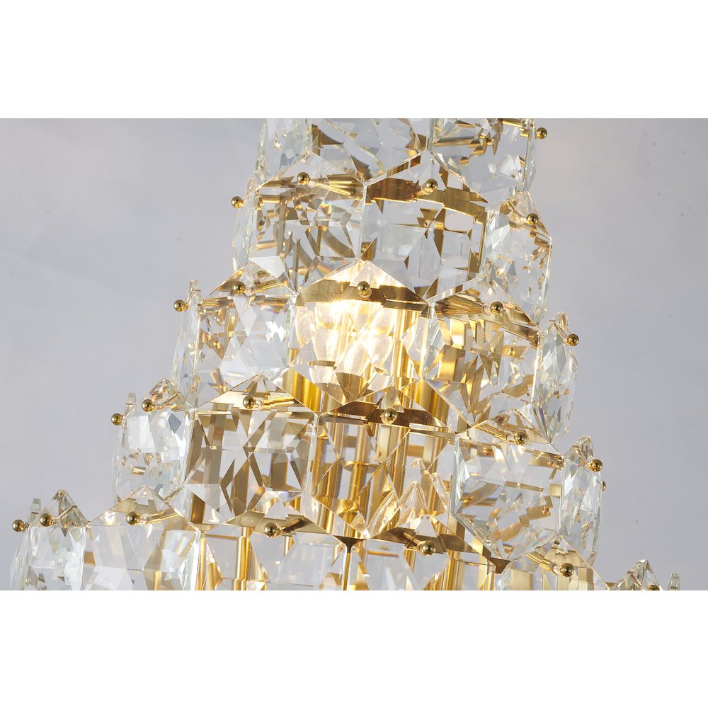 15-Light Brass Chandelier With Clear Crystals. Picture 5