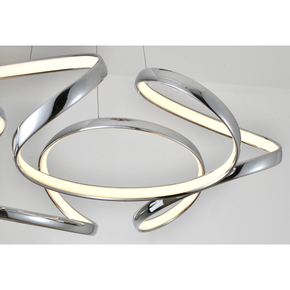 4-Light Dimmable Chrome LED Chandelier With White Acrylic Diffusers. Picture 4