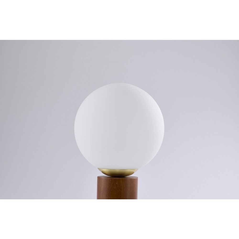 1-Light Black And Satin Brass Table Lamp With A White Glass Shade. Picture 4