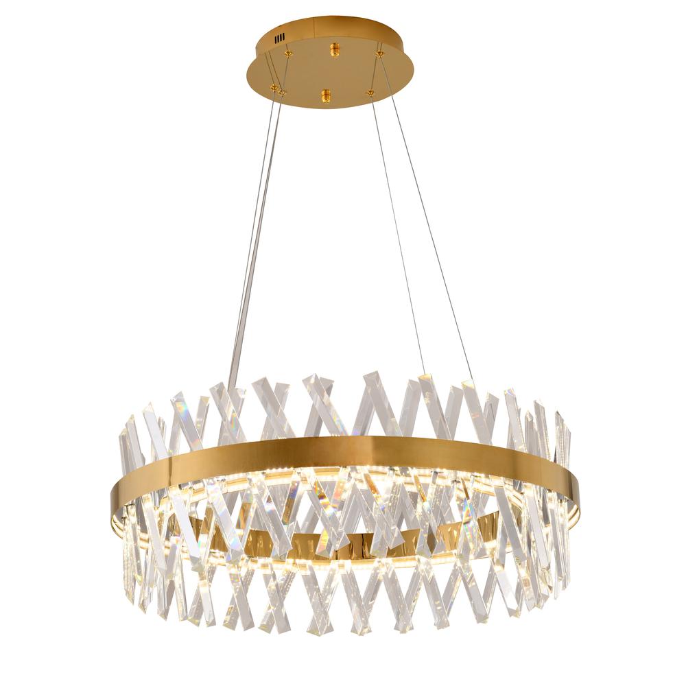 LED Chandelier Gold Metal & Crystal. Picture 1