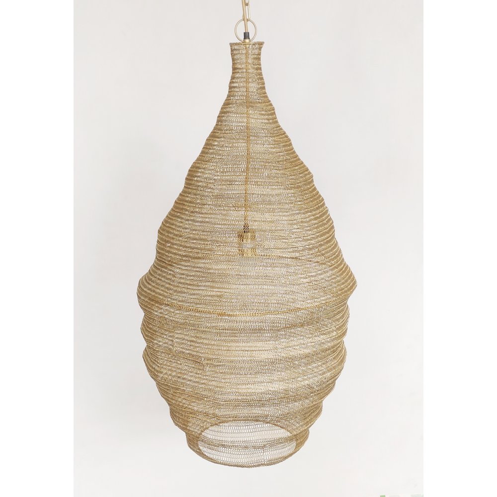 1-Light Gold Pendant With A Chain Basket Shade. Picture 2