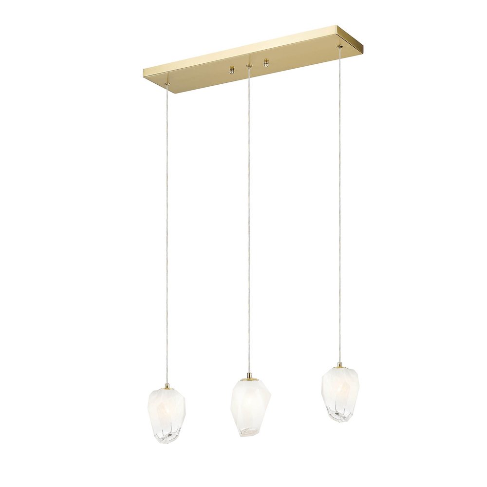 3-Light Gold Chandelier With White Glass Shades. Picture 1