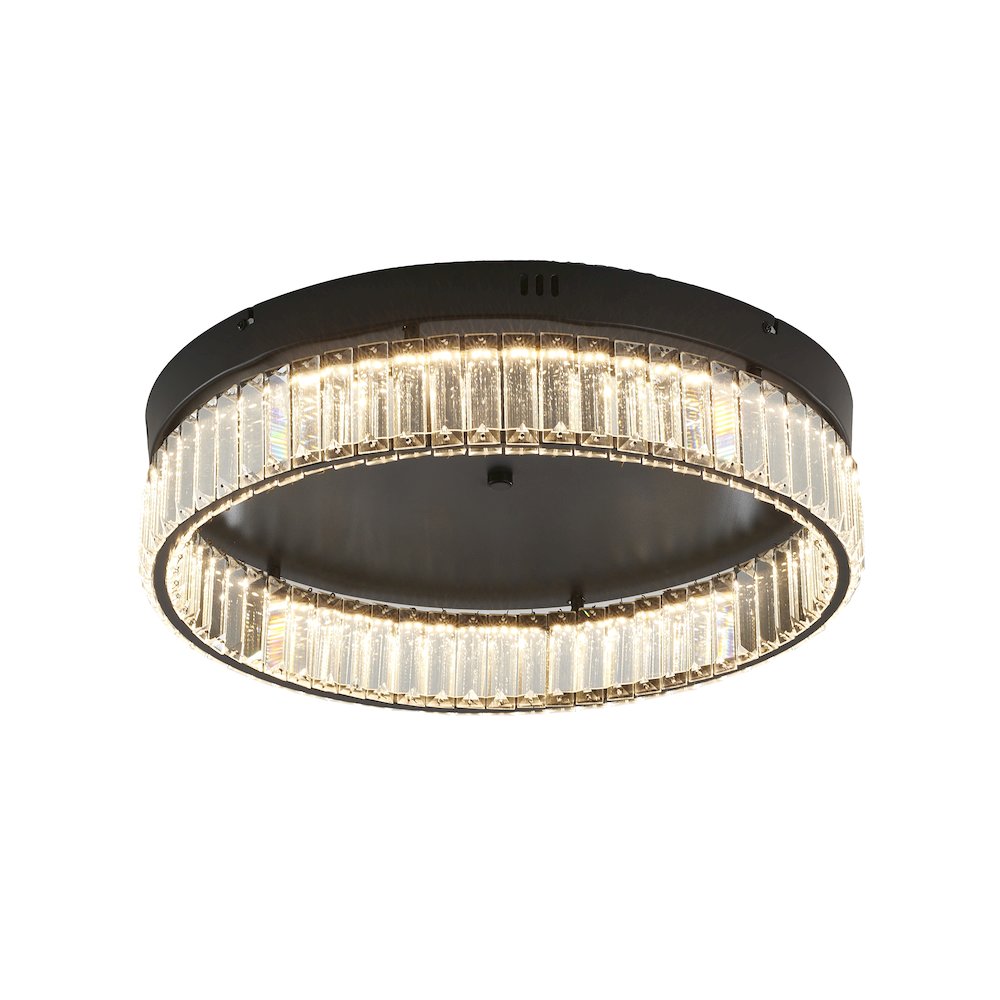 1-Light Satin Black Dimmable LED Flush Mount With Clear Crystals. Picture 2