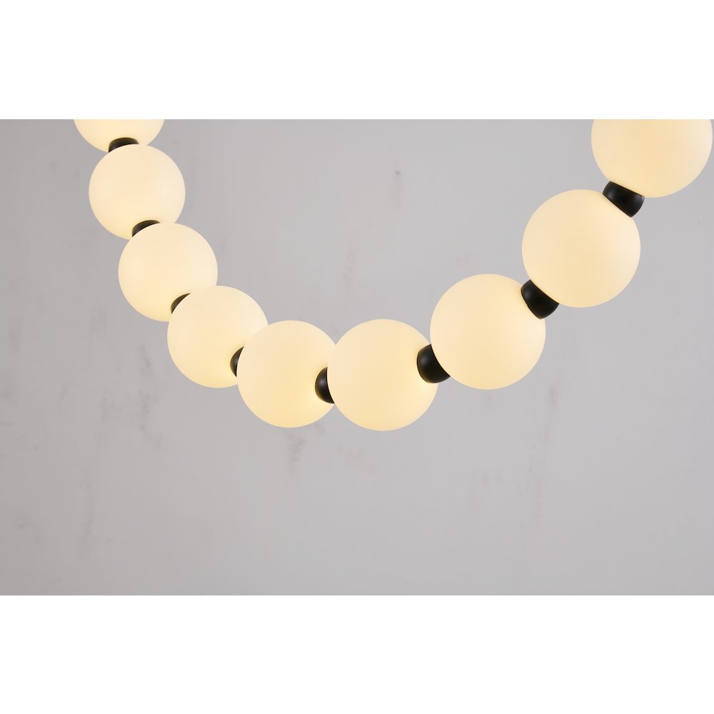 30-Light Black LED Chandelier With White Acrylic Ball Shades. Picture 5