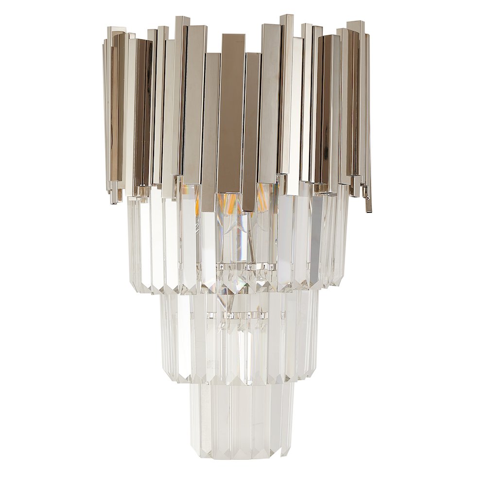 3-Light Chrome Wall Sconce With Clear Crystals. Picture 2