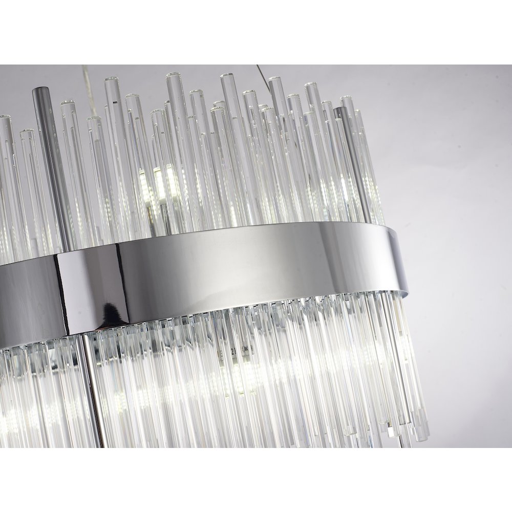 14-Light Chrome Chandelier With Clear Glass Rods. Picture 4