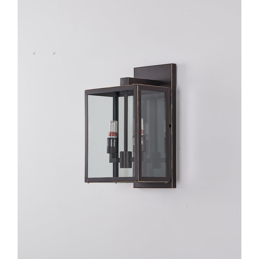 2-Light Oil Bronzed Black Outdoor Wall Sconce With A Glass Shade. Picture 4
