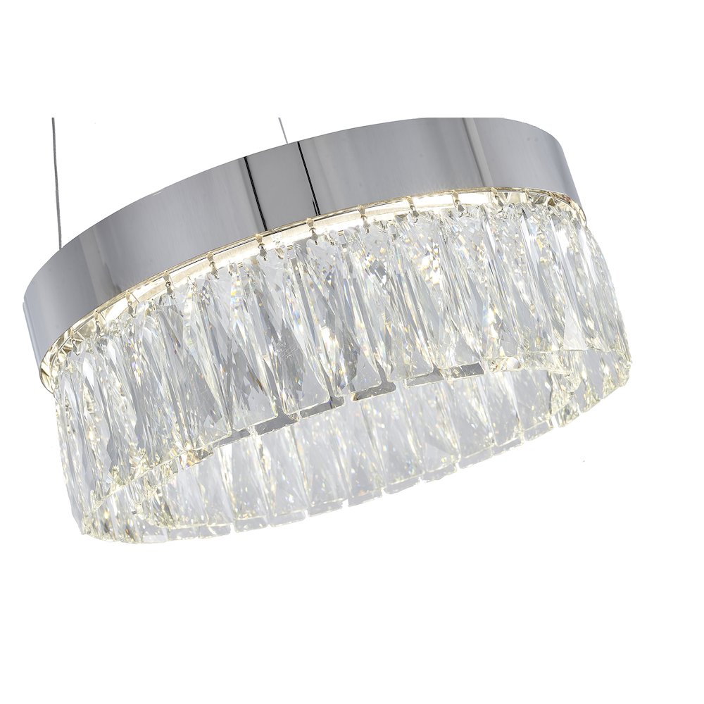 1-Light Chrome LED Chandelier With Clear Crystal Accents. Picture 4