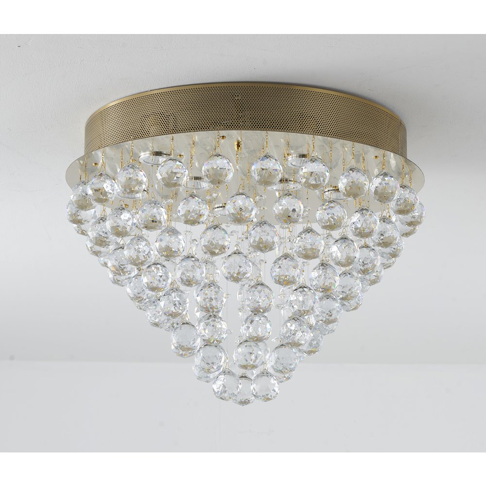 9-Light Gold Flush Mount With Clear Crystals. Picture 4