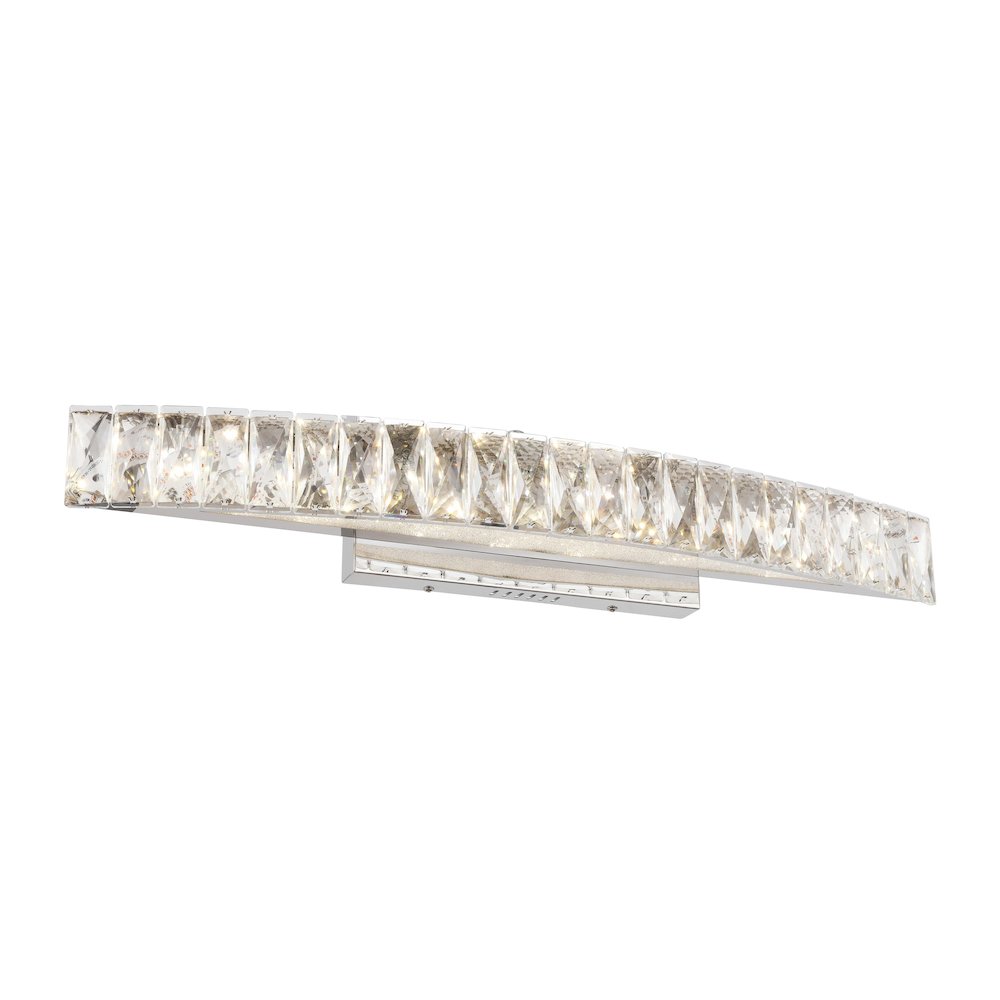 1-Light Chrome LED Wall Sconce With Clear Crystal Accents. Picture 1